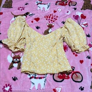 Abercrombie & Fitch Yellow Floral Top